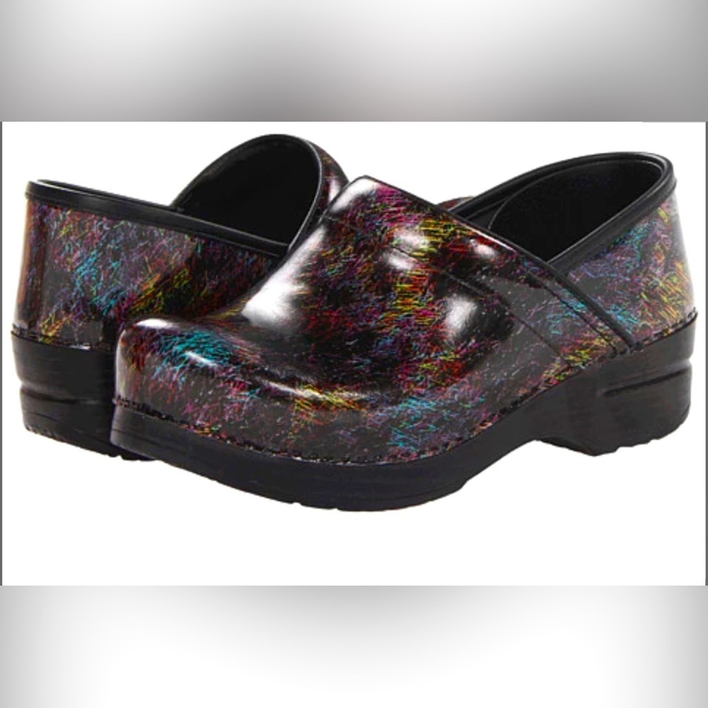 Dansko Multi-Color Brushstroke Clogs